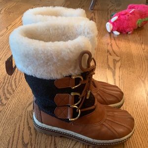 Tory Burch Brown and Cream Winter Boots